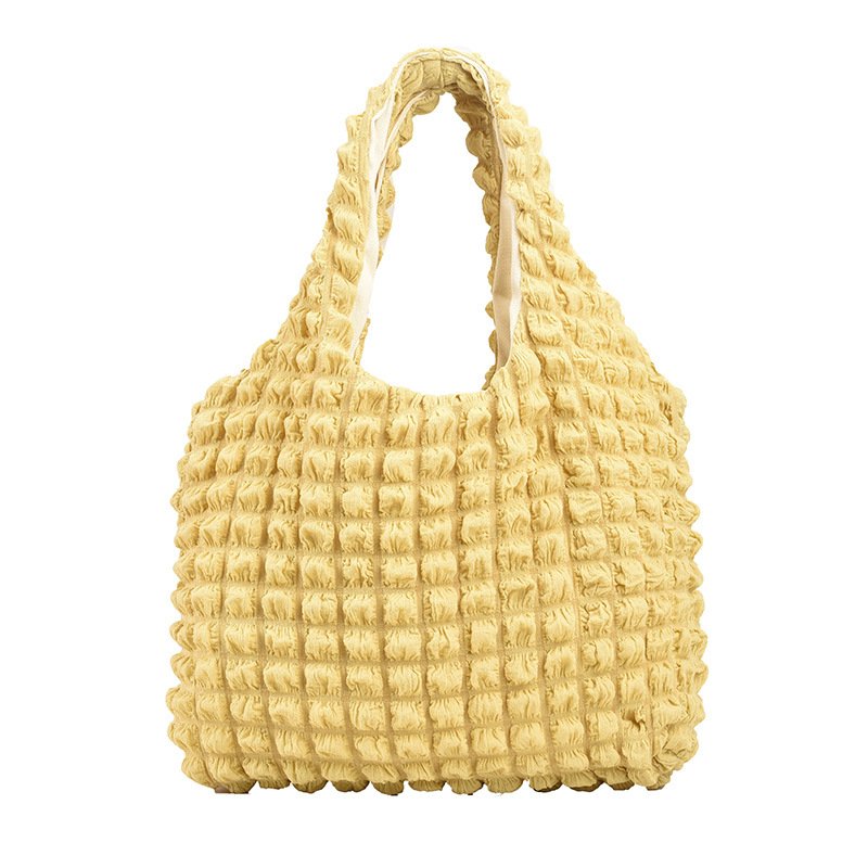 画像4: down  pleated waffle shoulder tote bag  絞りキルティングダウンワッフルショルダートートフレンチバッグ (4)