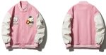 画像6: cartoon bear sticker cloth Klein blue baseball uniform jacket BASEBALL JACKET  blouson  ユニセックス 男女兼用ベア熊エンブレムジャケットスタジアムジャンパー スタジャン MA-1 ボンバー ジャケット ブルゾン (6)