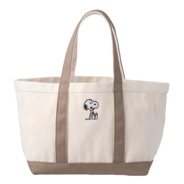 画像1: snoopy canvas tote shoulder Eco bag　スヌーピーキャンバスショルダートートエコバッグ (1)