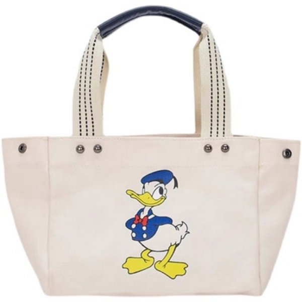 画像1: Donald Duck  Mickey Mouse canvas tote shoulder Eco bag　ドナルドダック＆ミッキーマウスキャンバスショルダートートエコバッグ (1)
