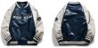 画像4: letter towel embroidered PU leather stitching baseball uniform jacket BASEBALL JACKET  blouson  ユニセックス 男女兼用レタータオル刺繍 レザーステッチジャケットスタジアムジャンパー スタジャン MA-1 ボンバー ジャケット ブルゾン (4)