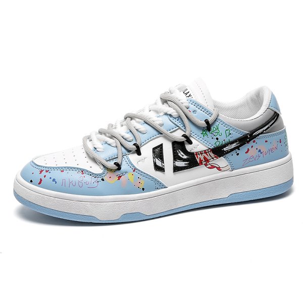 画像1: multicolor painting leather sneaker shoes 　ユニセックス男女兼用マルチカラーペイントレースアップ レザースニーカー カジュアル シューズ (1)