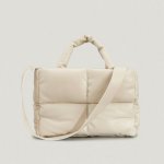 画像5: Four square soft down handbag tote shoulder  bag　ソフトレザーキルティングダウントートショルダーバッグ (5)