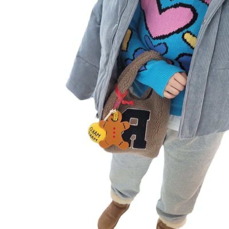 画像5: alphabet logo tote bag アルファベットロゴモコモコファーワンショルダートートバッグ (5)