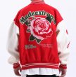 画像2: rose embroidery oversize baseball uniform jacket BASEBALL JACKET  blouson windbreaker　 ユニセックス 男女兼用ローズバラ刺繍ジャケットスタジアムジャンパー スタジャン MA-1 ボンバー ジャケット ブルゾン (2)