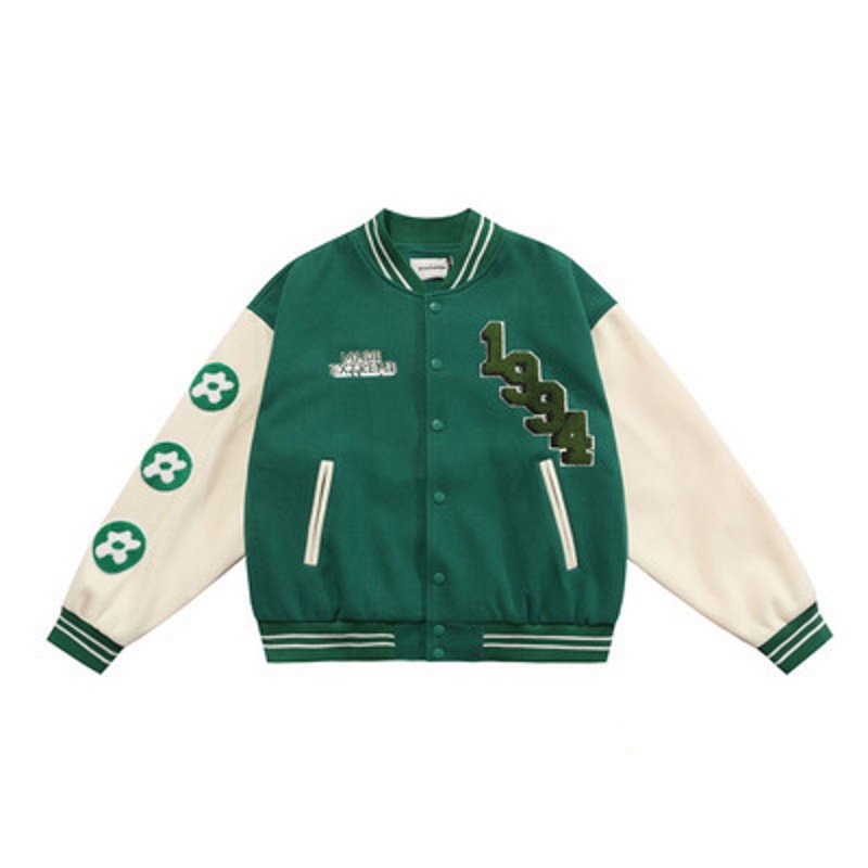 画像6: rose embroidery oversize baseball uniform jacket BASEBALL JACKET  blouson windbreaker  ユニセックス 男女兼用ローズバラ刺繍ジャケットスタジアムジャンパー スタジャン MA-1 ボンバー ジャケット ブルゾン (6)