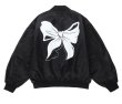 画像2: Newport style ribbon print MA-1BASEBALL JACKET  blouson  ユニセックス 男女兼用リボンプリントMA-1ジャケットスタジアムジャンパー スタジャン ボンバー ジャケット ブルゾン (2)