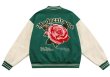 画像3: rose embroidery oversize baseball uniform jacket BASEBALL JACKET  blouson windbreaker　 ユニセックス 男女兼用ローズバラ刺繍ジャケットスタジアムジャンパー スタジャン MA-1 ボンバー ジャケット ブルゾン (3)