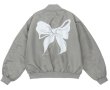 画像1: Newport style ribbon print MA-1BASEBALL JACKET  blouson  ユニセックス 男女兼用リボンプリントMA-1ジャケットスタジアムジャンパー スタジャン ボンバー ジャケット ブルゾン (1)