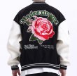 画像1: rose embroidery oversize baseball uniform jacket BASEBALL JACKET  blouson windbreaker　 ユニセックス 男女兼用ローズバラ刺繍ジャケットスタジアムジャンパー スタジャン MA-1 ボンバー ジャケット ブルゾン (1)