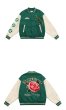 画像10: rose embroidery oversize baseball uniform jacket BASEBALL JACKET  blouson windbreaker　 ユニセックス 男女兼用ローズバラ刺繍ジャケットスタジアムジャンパー スタジャン MA-1 ボンバー ジャケット ブルゾン (10)