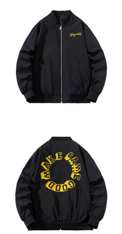 画像7: Circle Logo Pilot Jacket MA-1 pilot jacketembroidery oversize baseball uniform jacket BASEBALL JACKET  blouson windbreaker  ユニセックス 男女兼用サークルロゴパイロットジャケットスタジアムジャンパー スタジャン MA-1 ボンバー ジャケット ブルゾン (7)