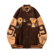 画像2: hip hop eyeball embroidery oversize baseball uniform jacket BASEBALL JACKET  blouson windbreaker　 ユニセックス 男女兼用アイボール目玉刺繍ジャケットスタジアムジャンパー スタジャン MA-1 ボンバー ジャケット ブルゾン (2)