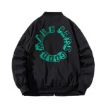 画像2: Circle Logo Pilot Jacket MA-1 pilot jacketembroidery oversize baseball uniform jacket BASEBALL JACKET  blouson windbreaker　 ユニセックス 男女兼用サークルロゴパイロットジャケットスタジアムジャンパー スタジャン MA-1 ボンバー ジャケット ブルゾン (2)