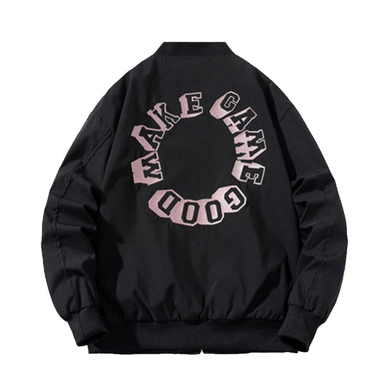 画像3: Circle Logo Pilot Jacket MA-1 pilot jacketembroidery oversize baseball uniform jacket BASEBALL JACKET  blouson windbreaker  ユニセックス 男女兼用サークルロゴパイロットジャケットスタジアムジャンパー スタジャン MA-1 ボンバー ジャケット ブルゾン (3)
