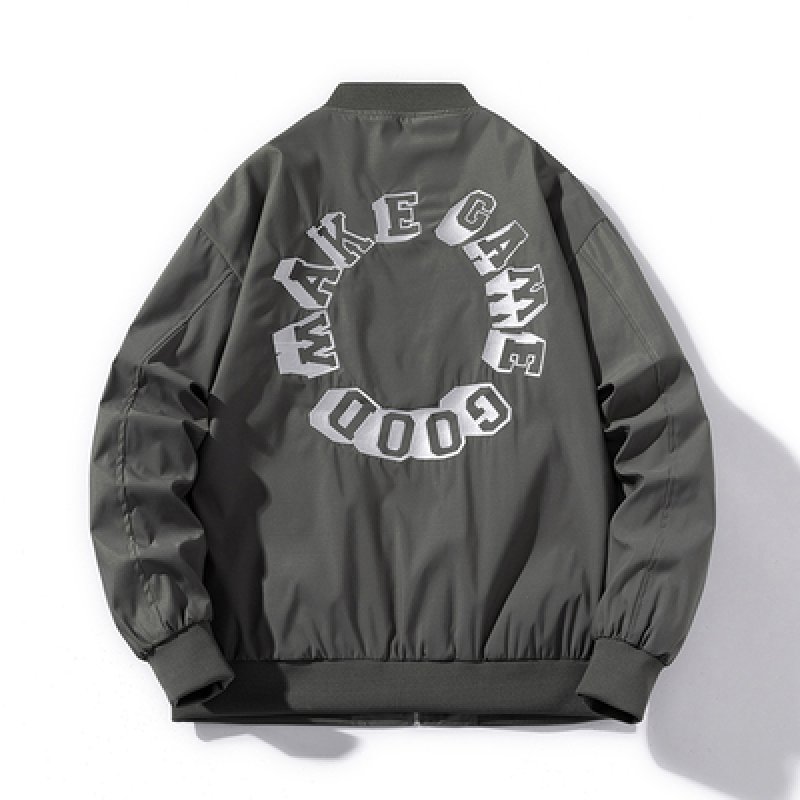 画像4: Circle Logo Pilot Jacket MA-1 pilot jacketembroidery oversize baseball uniform jacket BASEBALL JACKET  blouson windbreaker  ユニセックス 男女兼用サークルロゴパイロットジャケットスタジアムジャンパー スタジャン MA-1 ボンバー ジャケット ブルゾン (4)