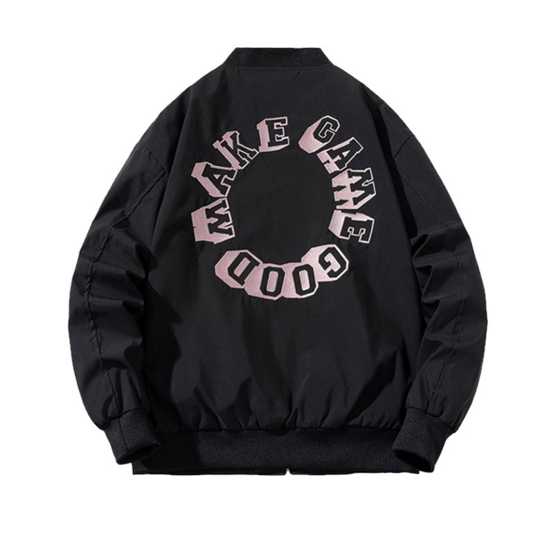 画像11: Circle Logo Pilot Jacket MA-1 pilot jacketembroidery oversize baseball uniform jacket BASEBALL JACKET  blouson windbreaker  ユニセックス 男女兼用サークルロゴパイロットジャケットスタジアムジャンパー スタジャン MA-1 ボンバー ジャケット ブルゾン (11)
