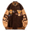 画像7: hip hop eyeball embroidery oversize baseball uniform jacket BASEBALL JACKET  blouson windbreaker　 ユニセックス 男女兼用アイボール目玉刺繍ジャケットスタジアムジャンパー スタジャン MA-1 ボンバー ジャケット ブルゾン (7)