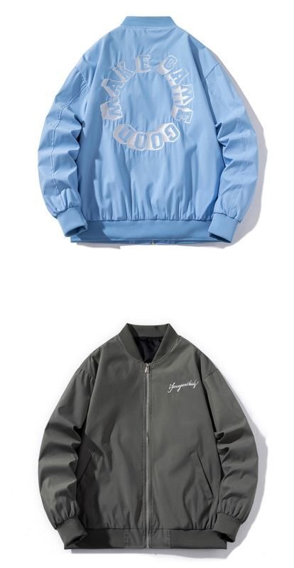 画像10: Circle Logo Pilot Jacket MA-1 pilot jacketembroidery oversize baseball uniform jacket BASEBALL JACKET  blouson windbreaker  ユニセックス 男女兼用サークルロゴパイロットジャケットスタジアムジャンパー スタジャン MA-1 ボンバー ジャケット ブルゾン (10)