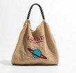 画像3: saturn universe embroidery Large Capacity Tote Shoulder Bag　ラージキャパシティー土星サターン刺繍トートショルダーバッグ　エコショッピングバッグ (3)
