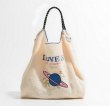 画像4: saturn universe embroidery Large Capacity Tote Shoulder Bag　ラージキャパシティー土星サターン刺繍トートショルダーバッグ　エコショッピングバッグ (4)