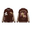 画像6: Jigsaw puzzle & rose embroidery baseball uniform jacket BASEBALL JACKET  blouson windbreaker　 ユニセックス 男女兼用ジグソーパズル&ローズバラ刺繍ジャケットスタジアムジャンパー スタジャン MA-1 ボンバー ジャケット ブルゾン (6)