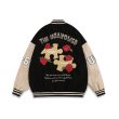 画像7: Jigsaw puzzle & rose embroidery baseball uniform jacket BASEBALL JACKET  blouson windbreaker　 ユニセックス 男女兼用ジグソーパズル&ローズバラ刺繍ジャケットスタジアムジャンパー スタジャン MA-1 ボンバー ジャケット ブルゾン (7)