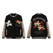 画像5: Jigsaw puzzle & rose embroidery baseball uniform jacket BASEBALL JACKET  blouson windbreaker　 ユニセックス 男女兼用ジグソーパズル&ローズバラ刺繍ジャケットスタジアムジャンパー スタジャン MA-1 ボンバー ジャケット ブルゾン (5)