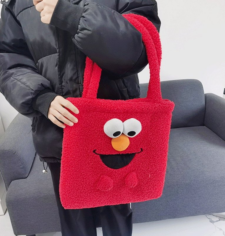 画像3: Sesame Street Elmo Fur Tote Shoulder Bag セサミストリート エルモファートートバッグ (3)