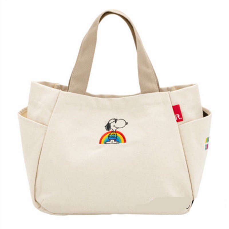 画像3: Snoopy canvas portable fashion  Tote Shoulder Bag　スヌーピー キャンバス ポータブル ファッション トートショルダーエコ ショッピングバッグ (3)