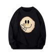 画像1: tree ring smile print sweatshirt pullover round neck  trainer  ユニセックス男女兼用年輪ツリーリングスマイルラウンドネックスウェットプルオーバートレーナー (1)