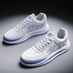 画像8: sewing machine stitch leather lace up sneakers shoes 　ユニセックス男女兼用ジグザグステッチレザースニーカー カジュアル シューズ (8)