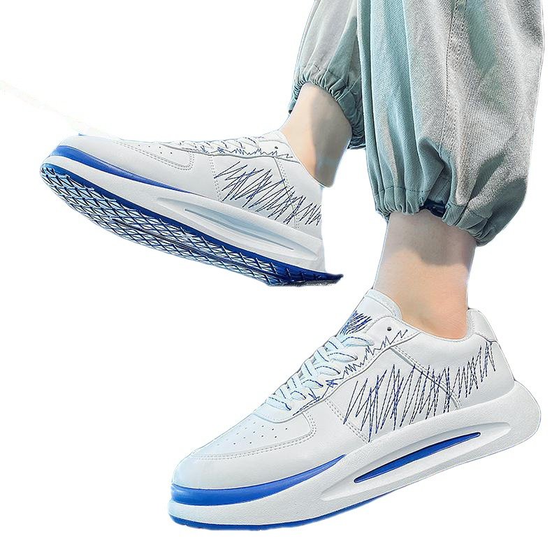 画像6: sewing machine stitch leather lace up sneakers shoes  ユニセックス男女兼用ジグザグステッチレザースニーカー カジュアル シューズ (6)