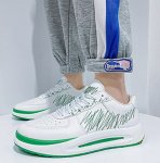画像7: sewing machine stitch leather lace up sneakers shoes 　ユニセックス男女兼用ジグザグステッチレザースニーカー カジュアル シューズ (7)