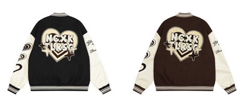 画像7: love  alphabet embroidery baseball uniform jacket BASEBALL JACKET  blouson windbreaker  ユニセックス 男女兼用ハート&レターロゴ刺繍ジャケットスタジアムジャンパー スタジャン MA-1 ボンバー ジャケット ブルゾン (7)