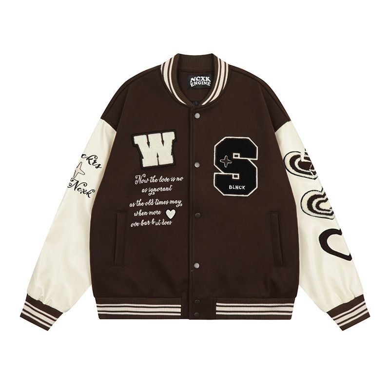 画像4: love  alphabet embroidery baseball uniform jacket BASEBALL JACKET  blouson windbreaker  ユニセックス 男女兼用ハート&レターロゴ刺繍ジャケットスタジアムジャンパー スタジャン MA-1 ボンバー ジャケット ブルゾン (4)