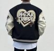 画像5: love  alphabet embroidery baseball uniform jacket BASEBALL JACKET  blouson windbreaker　 ユニセックス 男女兼用ハート＆レターロゴ刺繍ジャケットスタジアムジャンパー スタジャン MA-1 ボンバー ジャケット ブルゾン (5)