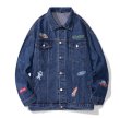 画像1: NASA×pop print denim jacket G Jean　 ユニセックス 男女兼用NASAナサ×ポッププリントジャケット Gジャン ブルゾン (1)