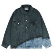 画像1: patchwork oversize denim jacket G Jean　 ユニセックス 男女兼用バイカラーパッチワークジャケット Gジャン ブルゾン (1)