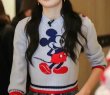 画像3:  mickey mouse short length sweater Knit  　ミッキーマウス編み込み丸首ラウンドネックショート丈セーター (3)