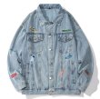 画像2: NASA×pop print denim jacket G Jean　 ユニセックス 男女兼用NASAナサ×ポッププリントジャケット Gジャン ブルゾン (2)