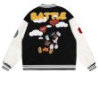 画像1: Old Mickey Mouse & Minnie Mouse Embroidery baseball uniform jacket BASEBALL JACKET  blouson  ユニセックス 男女兼用オールドミッキーマス＆ミニーマウス刺繍ジャケットスタジアムジャンパー スタジャン MA-1 ボンバー ジャケット ブルゾン (1)