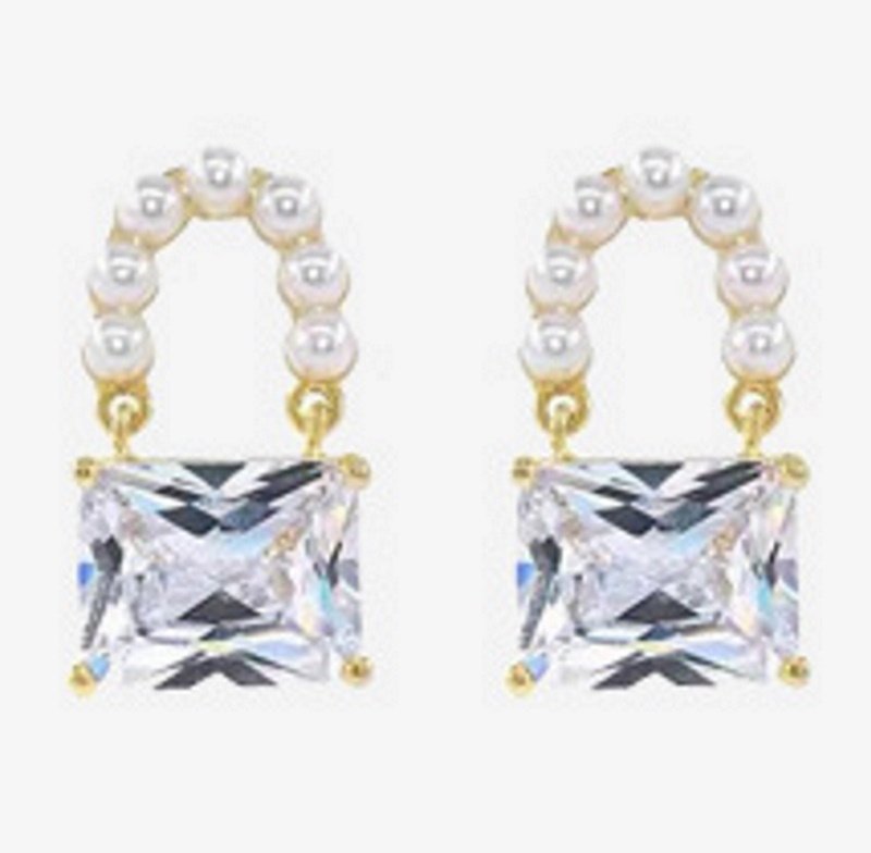 新品k18PG パールトートバッグデザインピアス pearl rhinestone bag design earrings pierce パール＆ライン