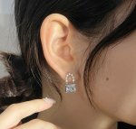 画像5: pearl rhinestone bag design earrings pierce  パール＆ラインストーバッグ型ピアス イヤリング (5)