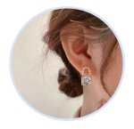 画像1: pearl rhinestone bag design earrings pierce  パール＆ラインストーバッグ型ピアス イヤリング (1)