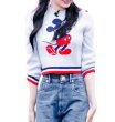 画像2:  mickey mouse short length sweater Knit  　ミッキーマウス編み込み丸首ラウンドネックショート丈セーター (2)