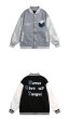 画像4: letter logo Embroidery baseball uniform jacket BASEBALL JACKET  blouson  ユニセックス 男女兼用レターロゴ&t３D刺繍ジャケットスタジアムジャンパー スタジャン MA-1 ボンバー ジャケット ブルゾン (4)