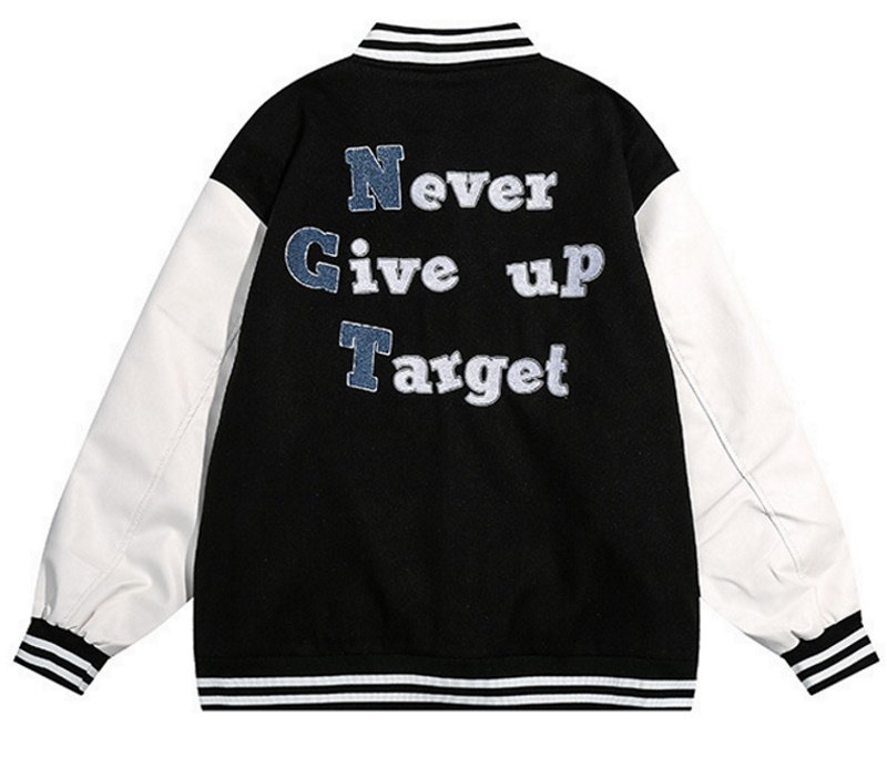 画像2: letter logo Embroidery baseball uniform jacket BASEBALL JACKET  blouson  ユニセックス 男女兼用レターロゴ&t3D刺繍ジャケットスタジアムジャンパー スタジャン MA-1 ボンバー ジャケット ブルゾン (2)
