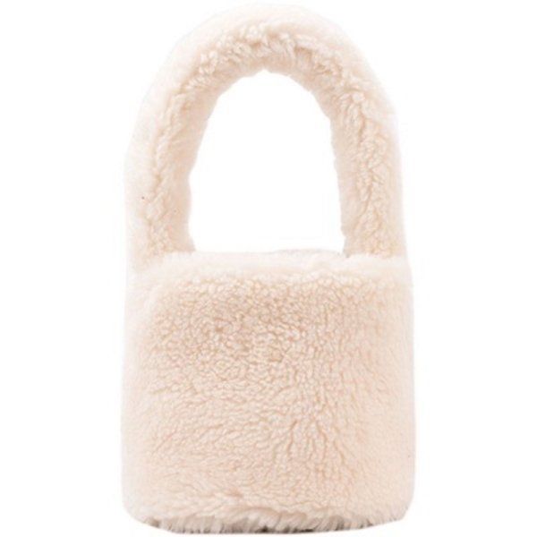 画像1: niche furry fur bucket tote shoulder bag　バケット ファートートショルダーバッグ (1)