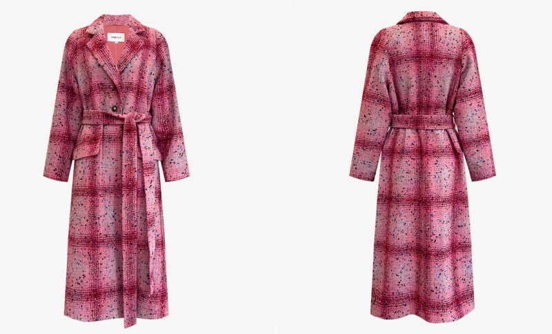 画像3: women's tweed blended wool long coat &short jacket　ピンクツイードチェックロングゴート＆ジャケット (3)